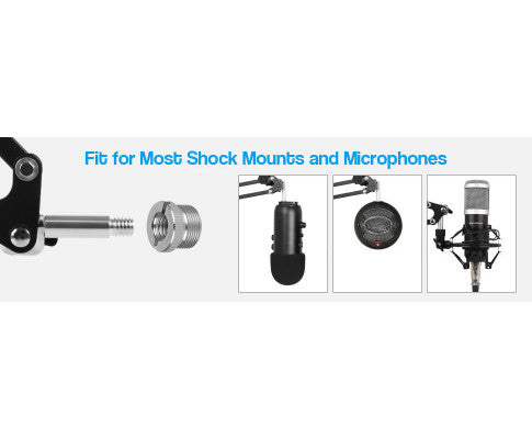 Microphone Radio Broadcasting Stand with 3/8"to 5/8" Screw Adapter and Windscreen Pop Filter