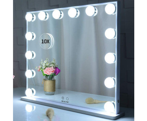 Hollywood Makeup Vanity Mirror with LED Lights and Detachable 10X Magnification Mirror