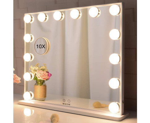 Hollywood Makeup Vanity Mirror with LED Lights and Detachable 10X Magnification Mirror