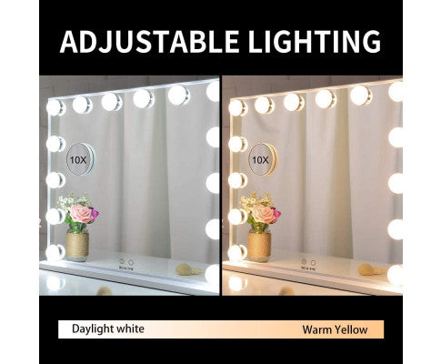 Hollywood Makeup Vanity Mirror with LED Lights and Detachable 10X Magnification Mirror