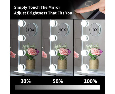 Hollywood Makeup Vanity Mirror with LED Lights and Detachable 10X Magnification Mirror