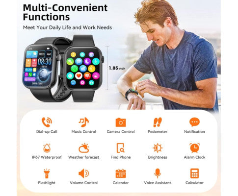 Smart Watch 44mm Bluetooth call Screen True Multidial Blood Oxygen Game Sports Mode Pro FOR IOS and Android White with 2 straps