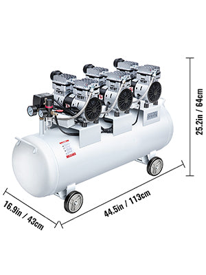 100 Litre - 3 HP Oil-Free Silent Air Compressor