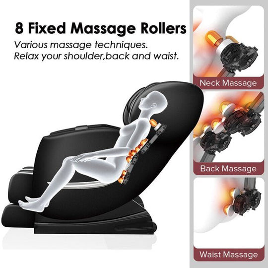 Real Relax Full Body Electric Zero Gravity Shiatsu Massage Chair with Bluetooth Heating and Foot Roller for Home and Office, Black