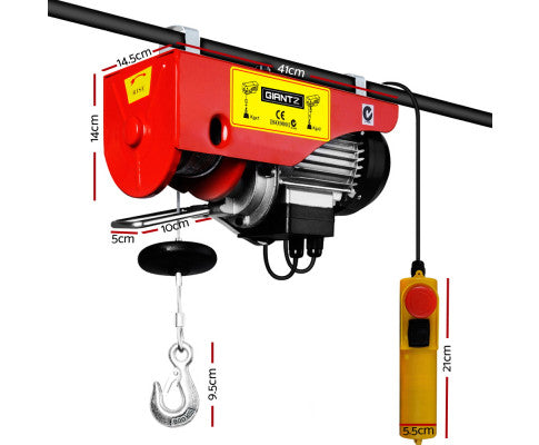 Giantz Electric Hoist Winch Crane 400/800KG Rope Tool Remote Chain Lifting Cable