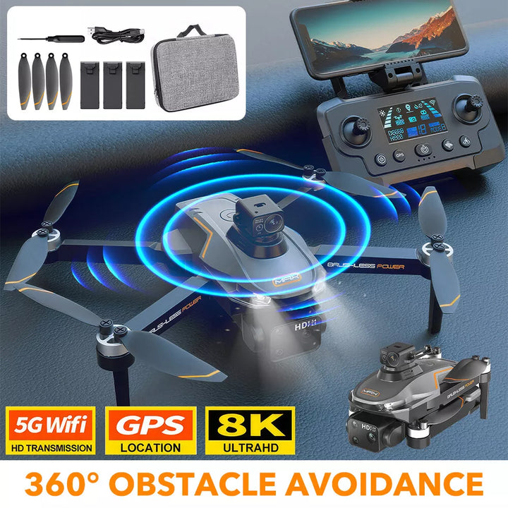 8K GPS 5G WiFi FPV Drone with Dual HD Camera RC Quadcopter Brushless Drone With 3 Batteries