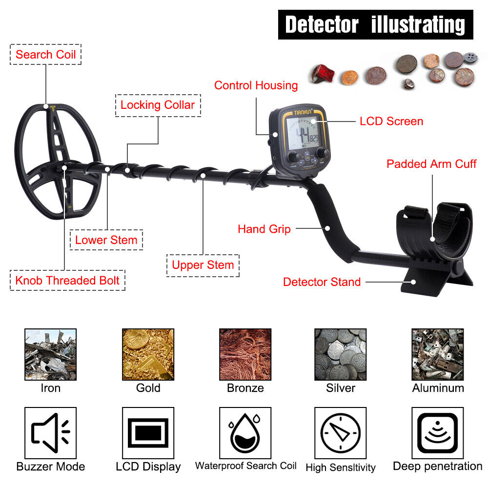 Professional Metal Detector Waterproof LCD Screen Underground Scanner