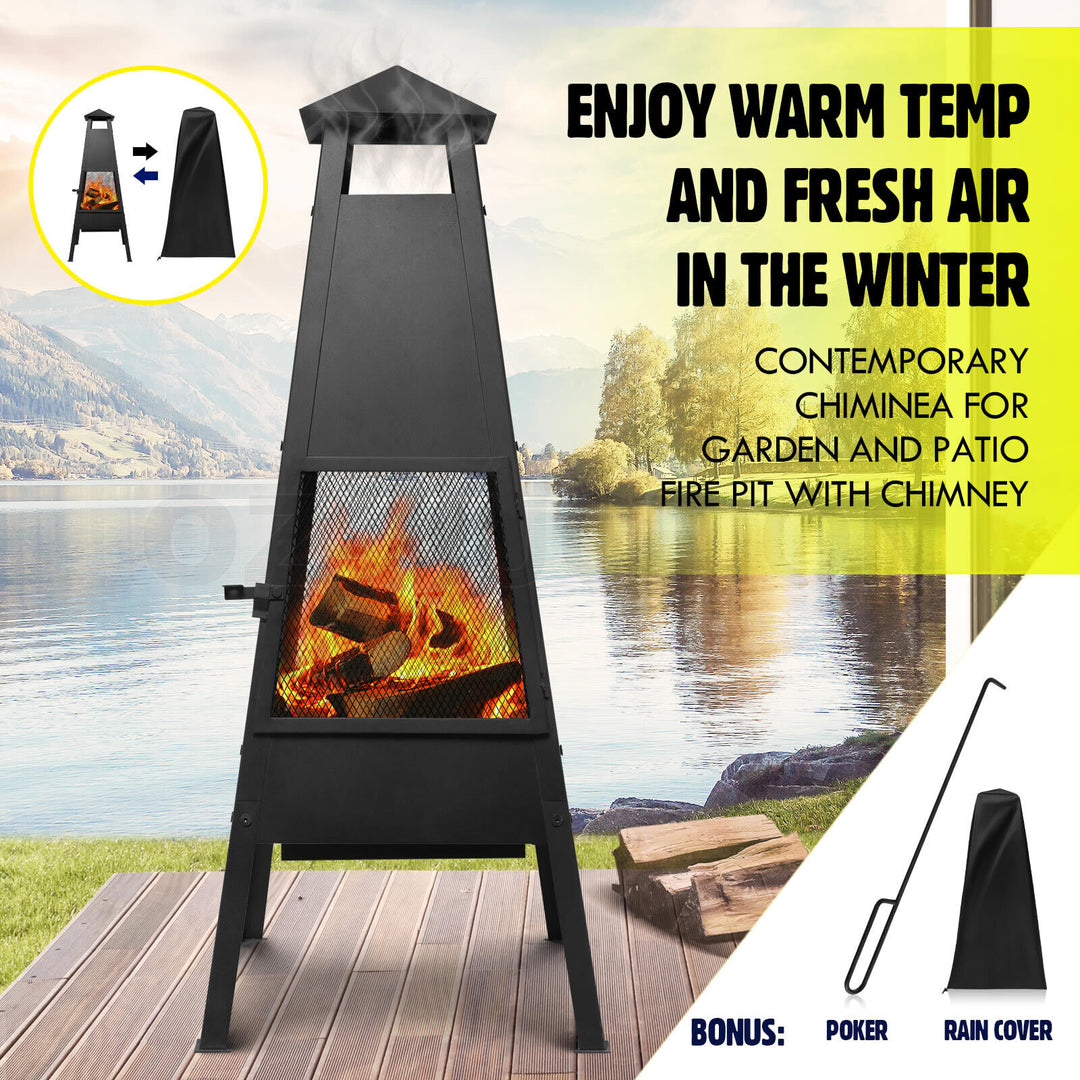 Chiminea Chimney Fire Pit Patio Heater Outdoor Camping Portable Fireplace Cover