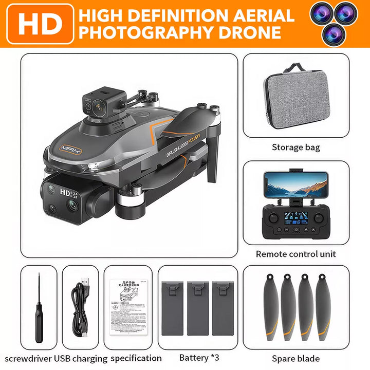 8K GPS 5G WiFi FPV Drone with Dual HD Camera RC Quadcopter Brushless Drone With 3 Batteries