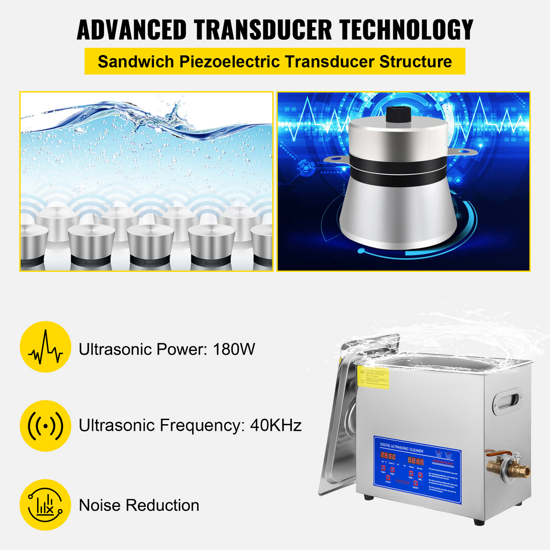 Professional Digital Ultrasonic Cleaner Tank with Heater (3.2 / 6 Litres)