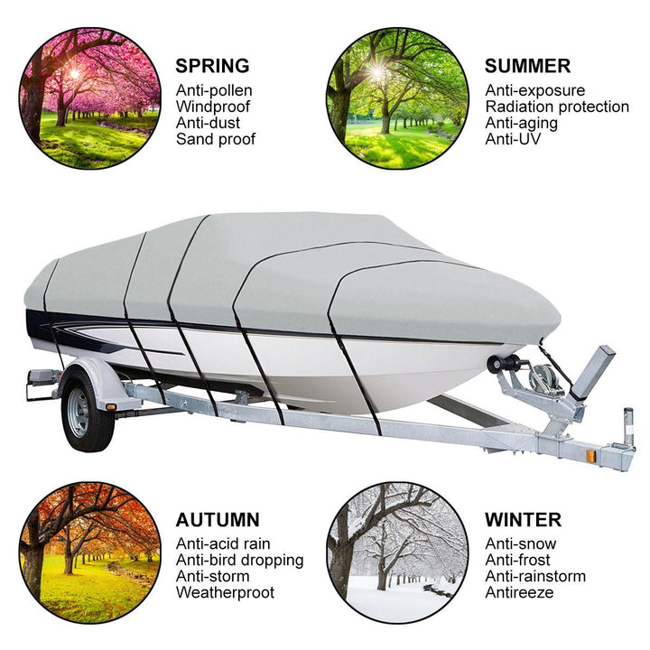 16-18.5Ft High Quality Weather Resistant Boat Cover Canopy For V-Hull Open Fishing Boats