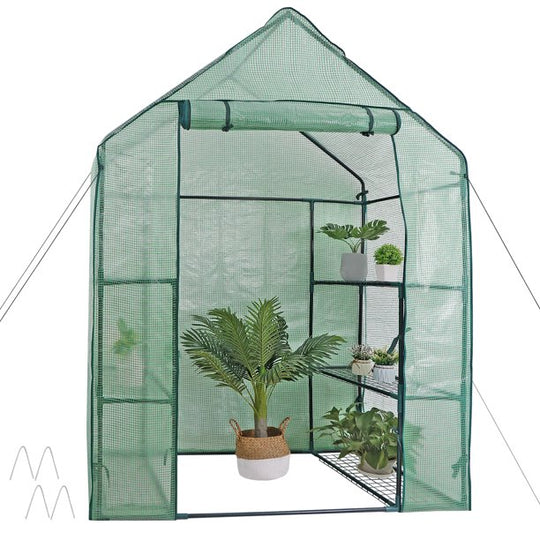 Mini Walk-in Green House Garden 3 Tier 6 Shelves Movable Plant Greenhouse 55.9 x 28.3 x 75.6"