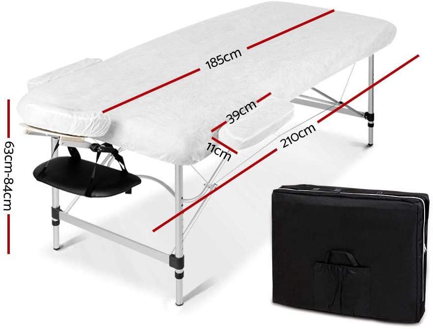 70cm Portable Aluminium Massage Table Two Fold-Black