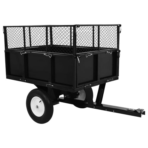 Tipping Trailer for Lawn Mower (300 kg Load) - lawn mower dump cart - lawn tractor dump cart - lawn mower utility trailer - 1