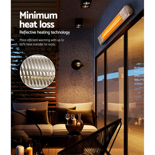 Electric Infrared Radiant Strip Heater Outdoor Indoor Halogen 2000W
