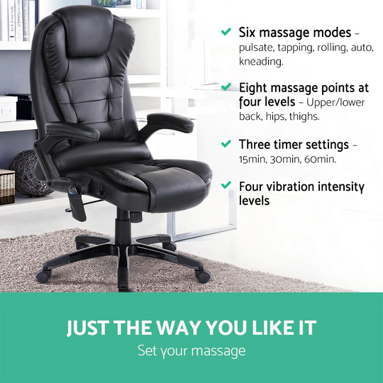 Professional Leather Reclining Massage Chair - 8 Point PU