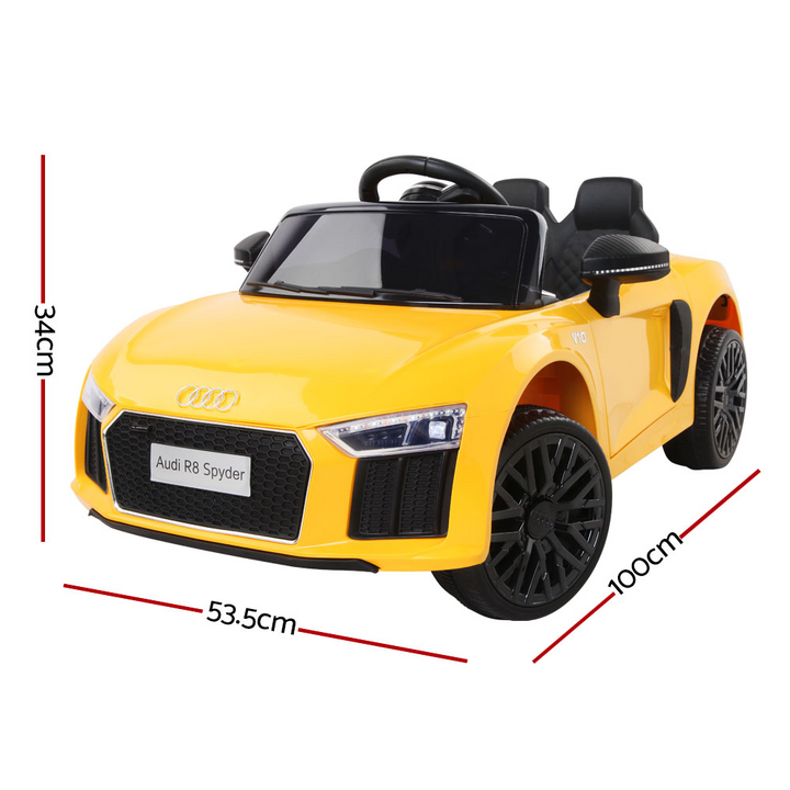 Kids Electric Car Audi R8 Spyder 12V (Black & Yellow)