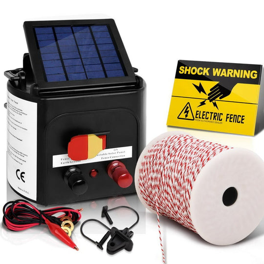 3km Solar Powered Electric Fence Energiser Battery Energizer Charger Tape