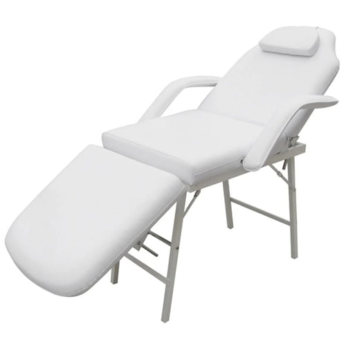 Portable Facial Treatment Chair Faux Leather 185x78x76cm White
