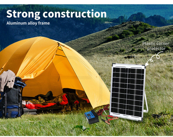 Portable Solar Panel Kit (10W 12V +10A Solar Panel with regulator) Perfect for Camping