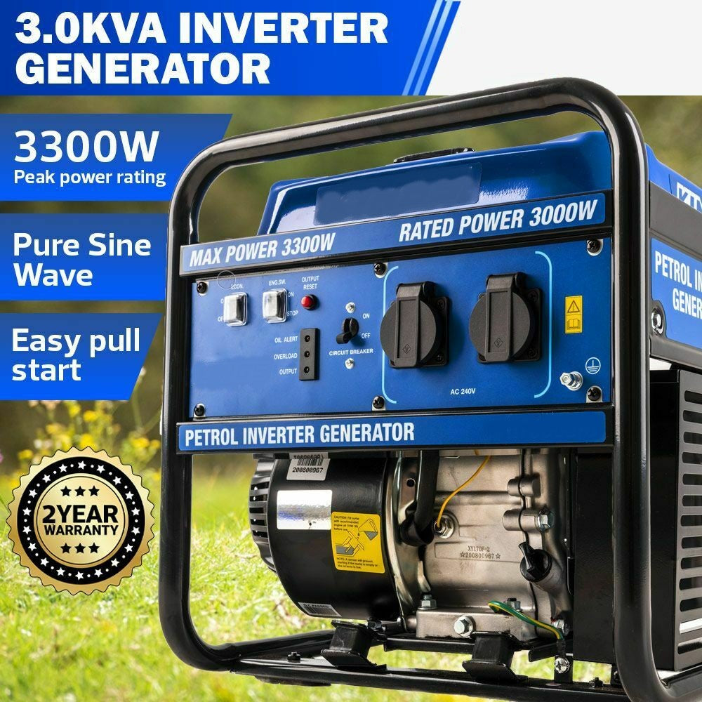 3300W Generator Pure Sine Wave Inverter 3.0 kVA Petrol (Fully Portable)