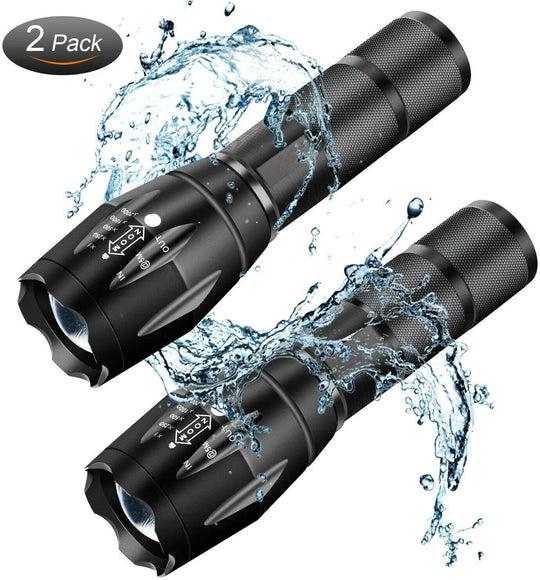 High Power Flashlight Tactical Led Rechargeable Torch (2- Pack)