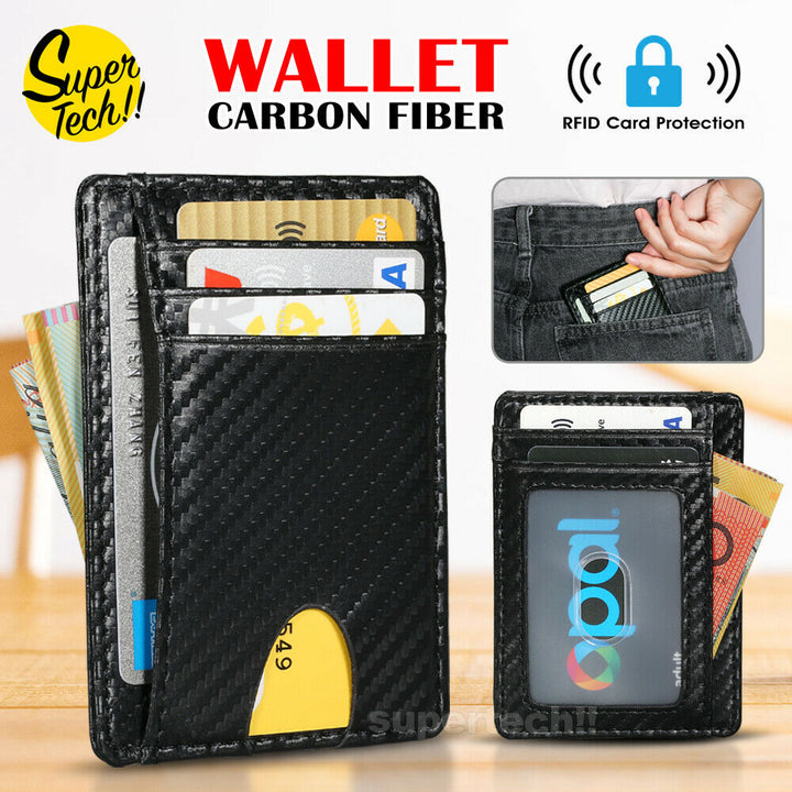 RFID Blocking Leather Wallet (Carbon Fibre)