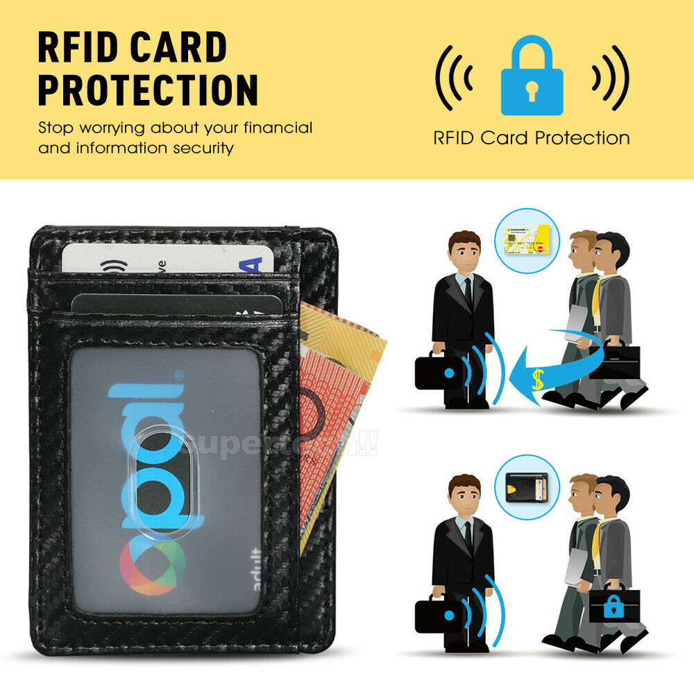 RFID Blocking Leather Wallet (Carbon Fibre)