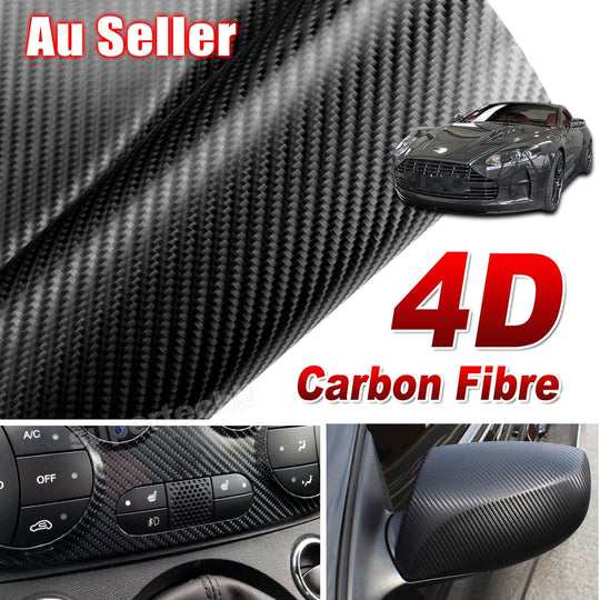 4D Gloss Black Carbon Fibre For Cars AU 50cm x1.51M