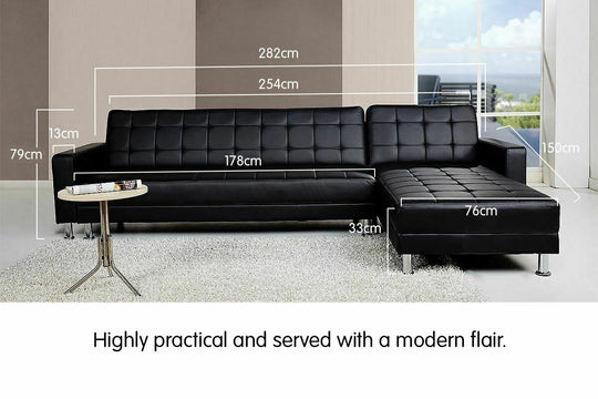 Luxury 5 Seater Convertible Sofa Leather Couch
