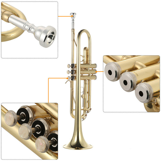 Professional Trumpet Gold With Case