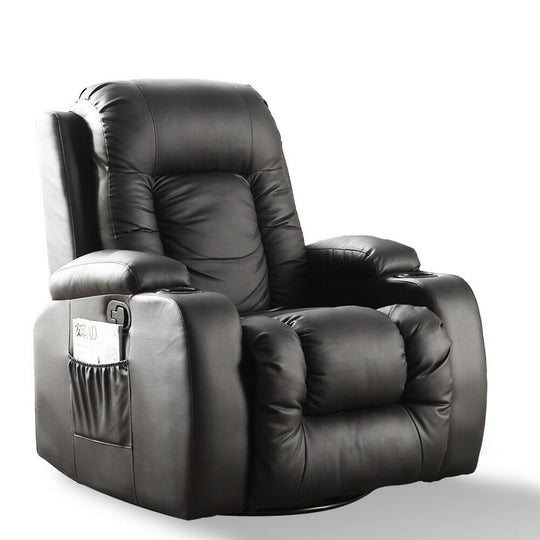 Recliner Chair w/ Electric Heated Massage in Leather