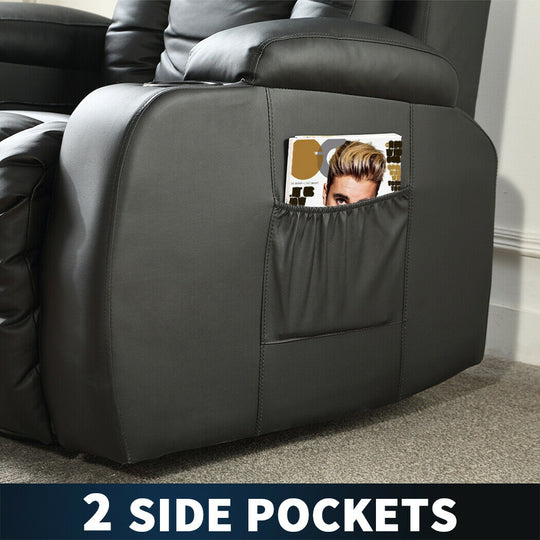 Recliner with Electric Heated Shiatsu Massage in Leather