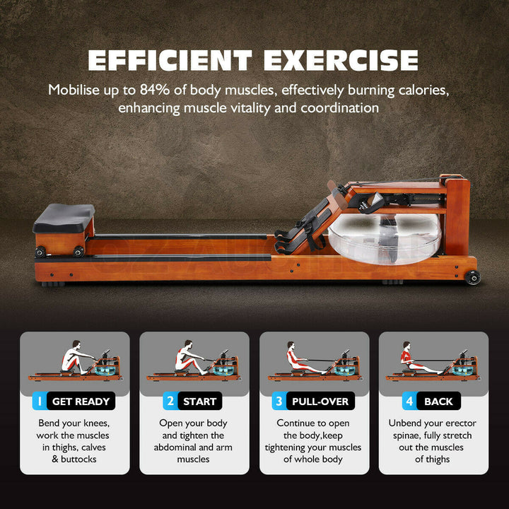 Premium Wooden Water Rowing Machine with Resistance Rower