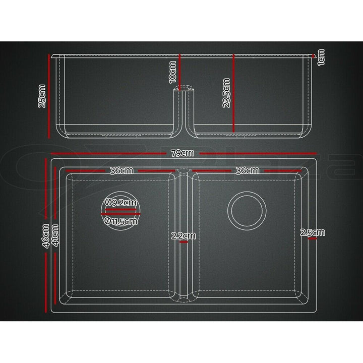 Professional Kitchen Sink in Black Stone Granite 790X460MM