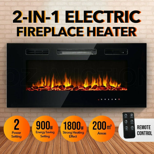 Luxury Fireplace Heater Electric (900/1800W 5 Flame modes) 40 Inch