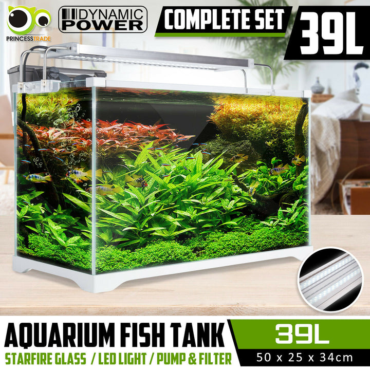 Aquarium Fish Tank Nano STARFIRE LED Light Complete Set Filter Pump 39L