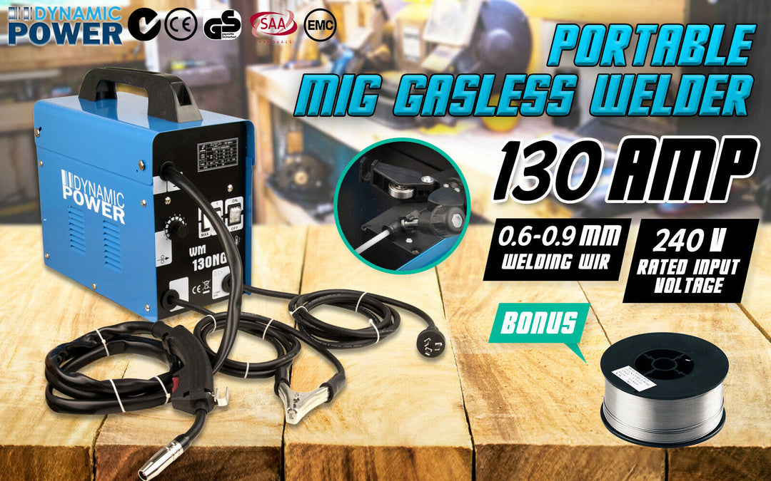 Portable 130Amp MIG Gasless Welder Welding Machine Tool 10A Plug High Efficiency