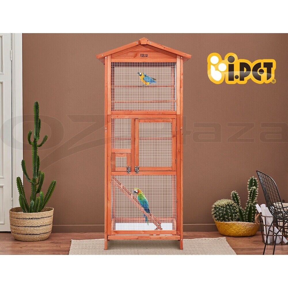 Bird Cage Wooden Pet Cages Aviary Large Carrier Travel Canary Parrot XL