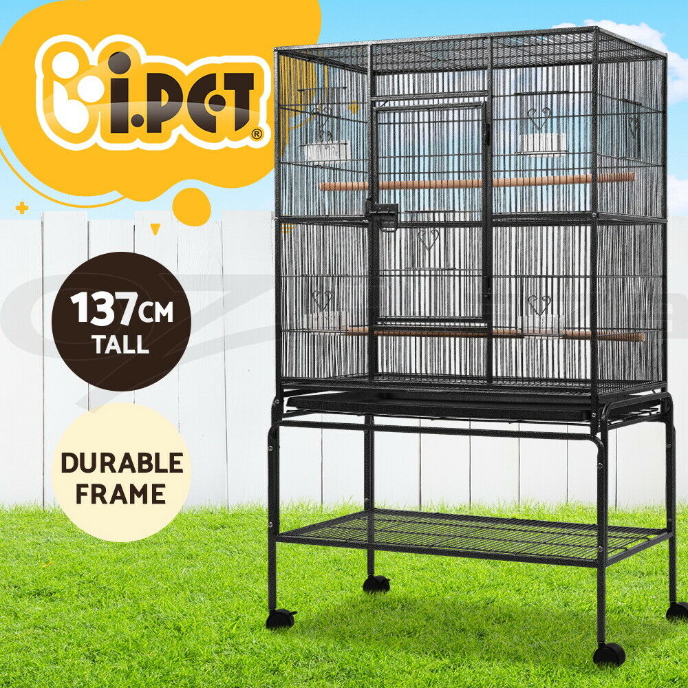 Bird Cage Large Pet Cage Parrot Aviary Stand Alone Budgie Wheels 137CM