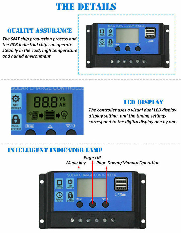 Portable Solar Panel Kit (10W 12V +10A Solar Panel with regulator) Perfect for Camping