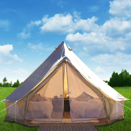 5M Bell Tent Camping Canvas Tent Beach Yurt Safari Waterproof Stove Jack