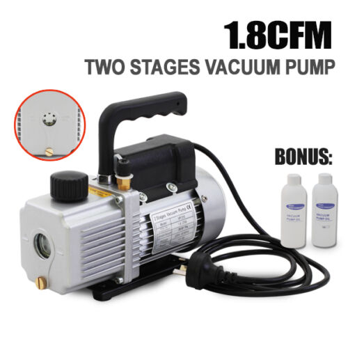 1.8CFM 2 Stages Refrigerant Vacuum Pump Refrigeration Gauges Tools Air Condition